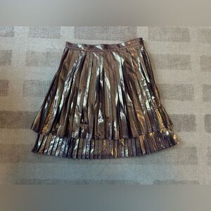Modcloth Metallic Gold Pleated Skirt Size Medium
